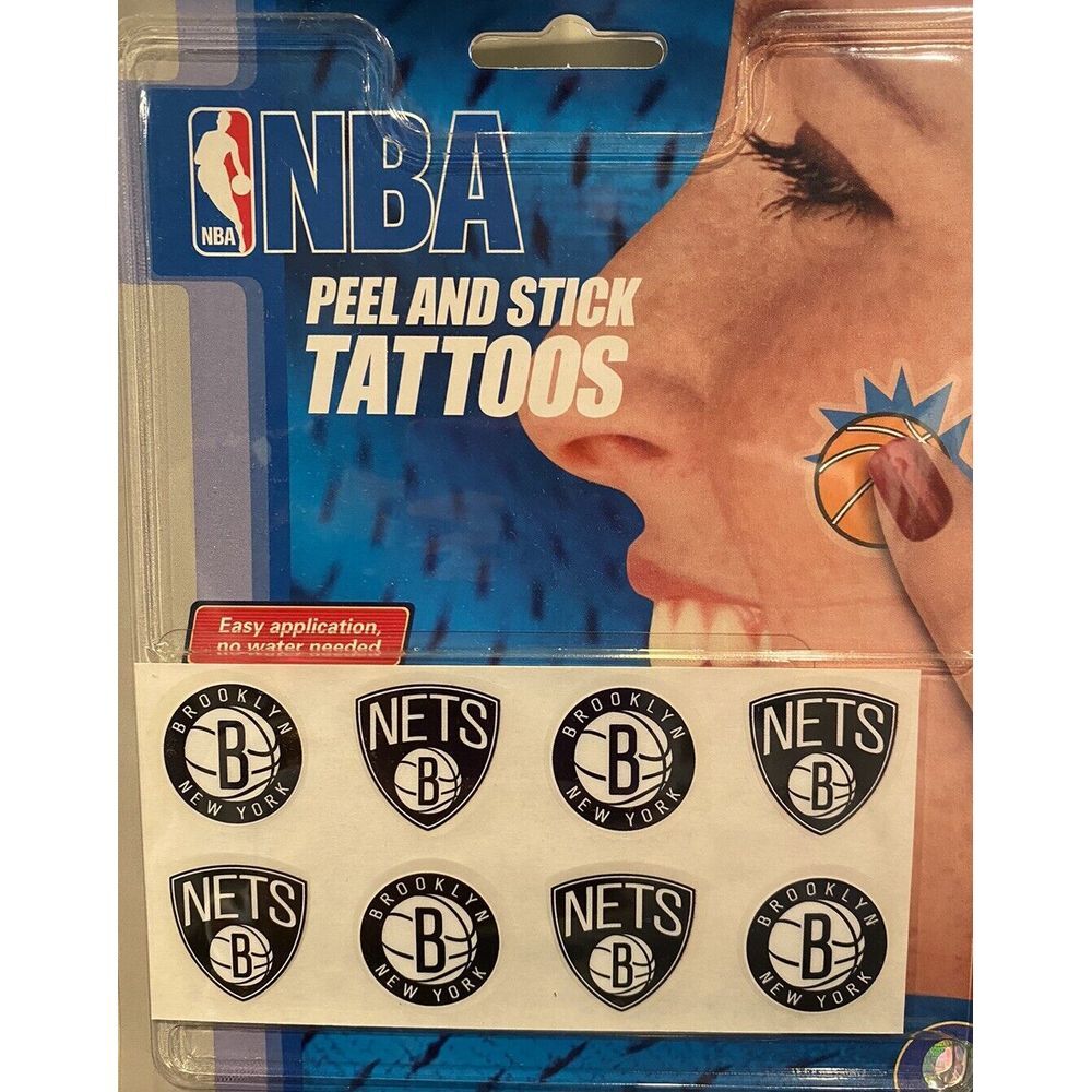 Brooklyn Nets NBA Peel and Stick‎ Tattoos Rico Industries Set of 8 New